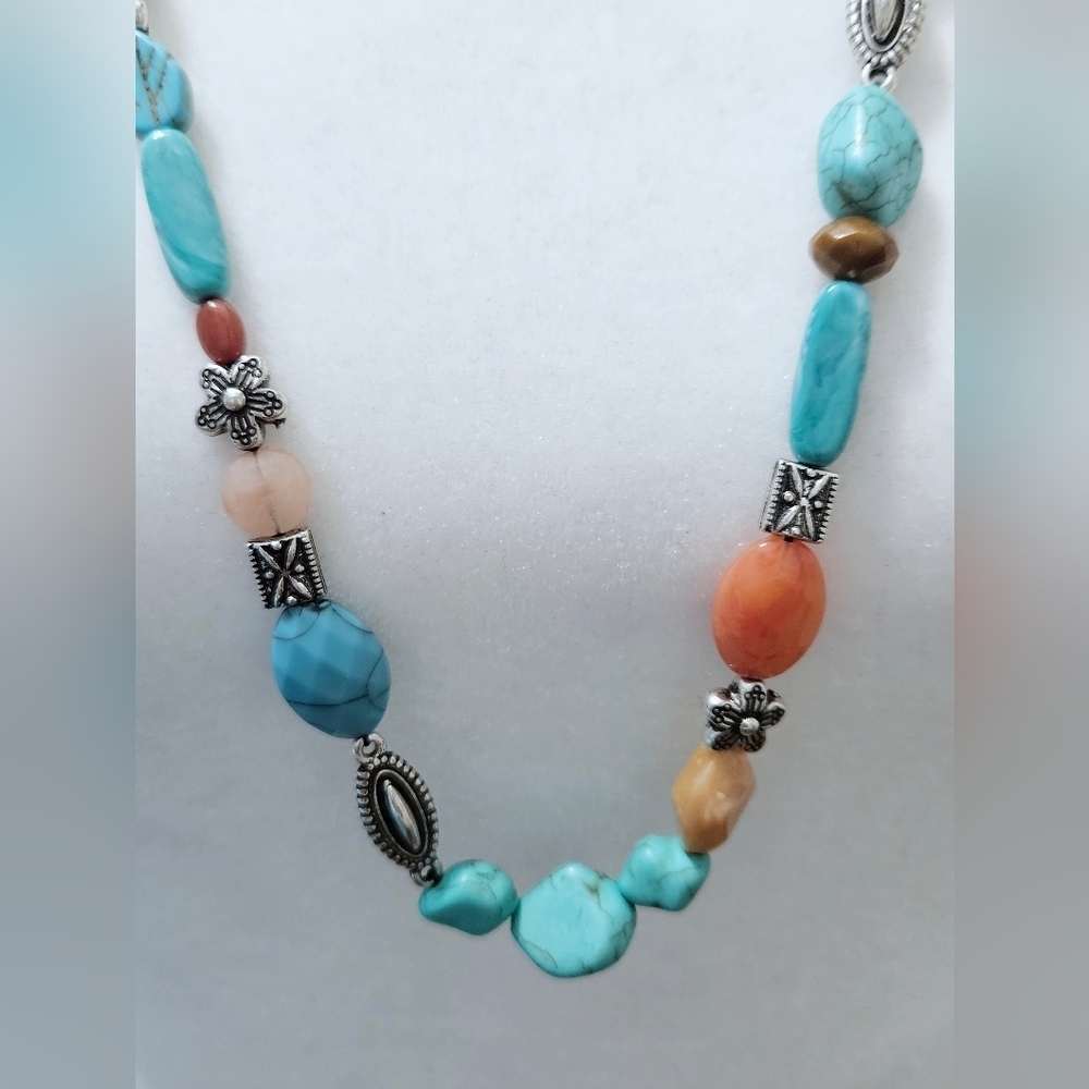 Multicolor Bohemian Long Necklace and Earring Set - Picture 5 of 7